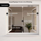 Ausmessbild Außenrollo für Fenster - Doppelflügeliges Fenster ohne Mittelsteg