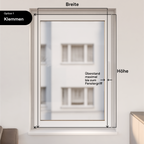 Ausmessen des Fensterflügels für die Montageart Klemmen und für das Produkt Plissee/Wabenplissee