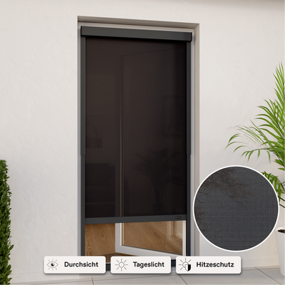 Store enrouleur extérieur pour portes-fenêtres de balcon | Largeurs de grille disponibles | Installation sans perçage