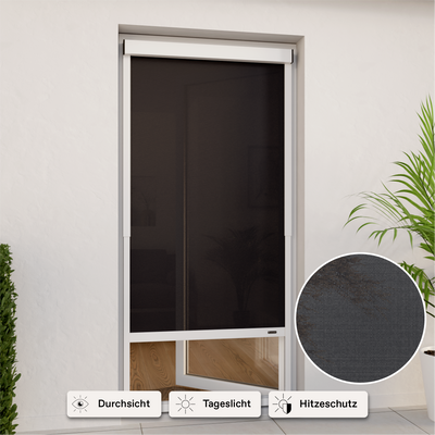 Store enrouleur extérieur pour portes-fenêtres de balcon | Largeurs de grille disponibles | Installation sans perçage