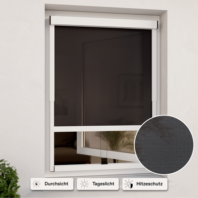 Store enrouleur extérieur pour fenêtres | Blanc translucide | Largeur ajustable | Installation sans perçage