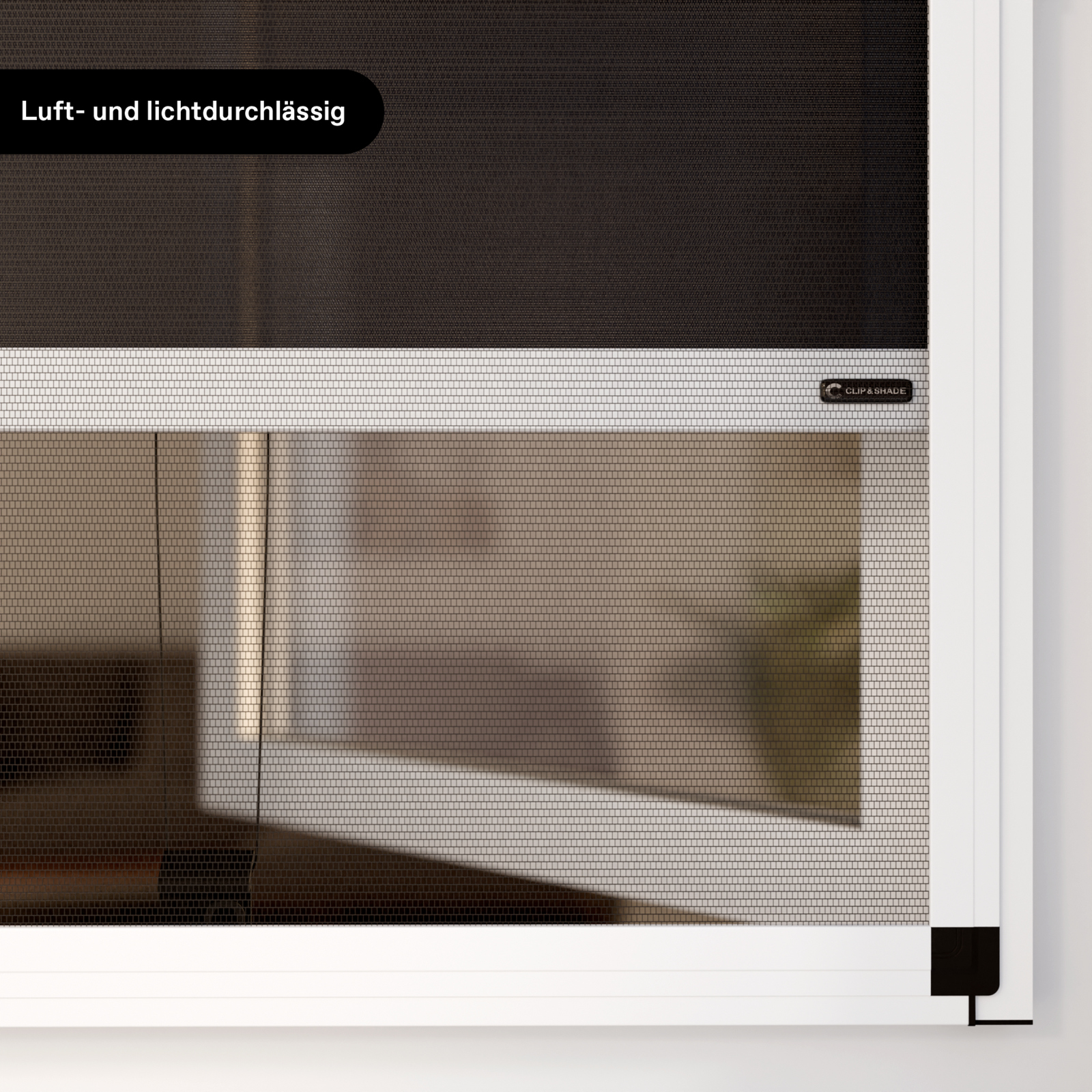 Detailaufnahme Insektenschutz am Außenrollo - Luft und Lichtdurchlässig